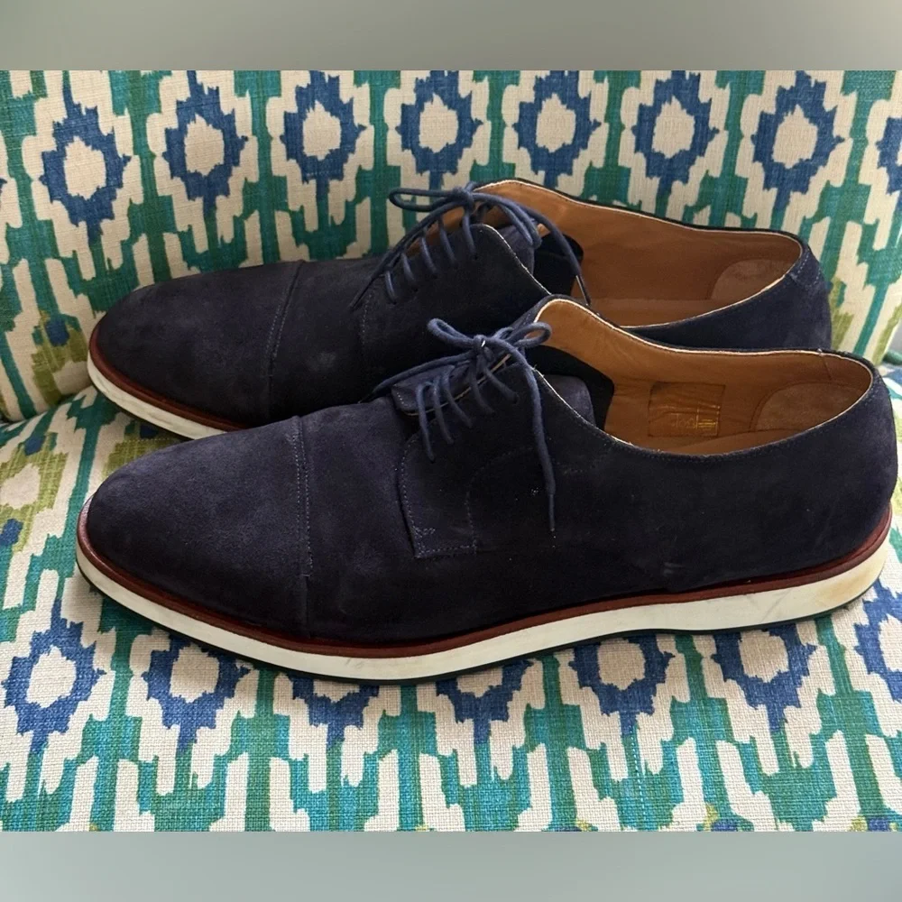 Hugo Boss Dark Blue Suede Oxfords